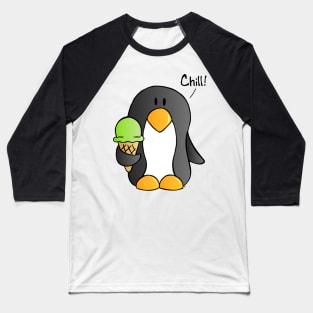 Chill! - Penguin with Mint Ice Cream Baseball T-Shirt